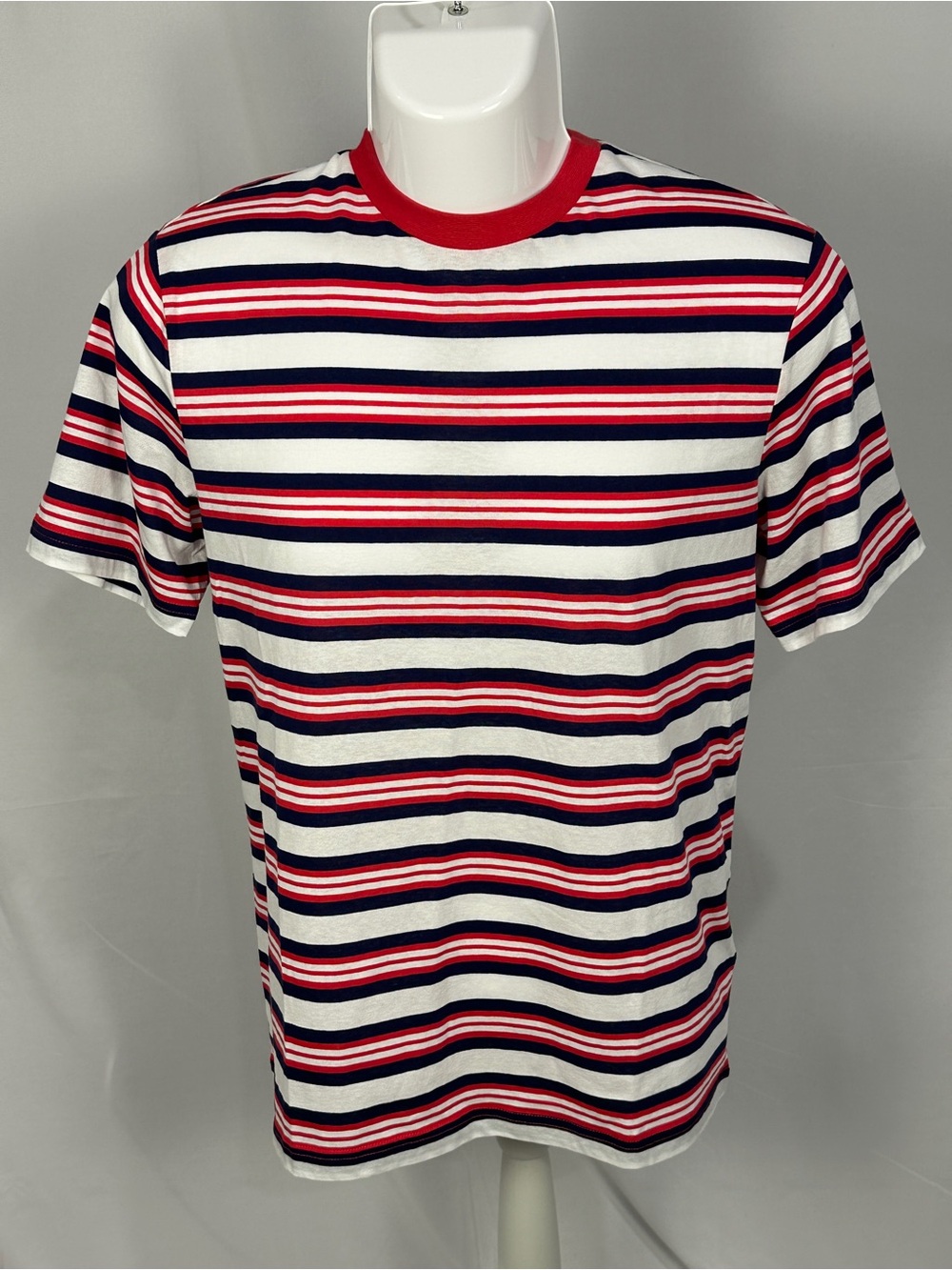 H&M White, Red & Navy Horizontal Stripe Short Sleeve Tee